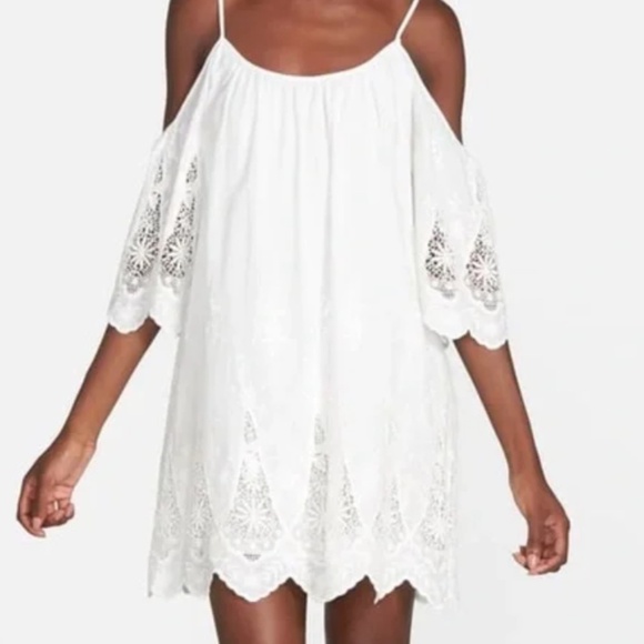 4Sienna Black Eyelet Cold Shoulder Drawstring Neck Dress SZ S - Picture 8 of 12